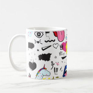 Universelle Trend Hand zeichnend nahtlose Muster.  Kaffeetasse