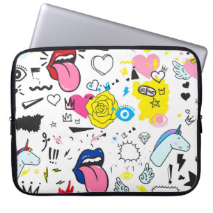 Universelle Trend Hand zeichnend nahtlose Muster. Laptopschutzhülle