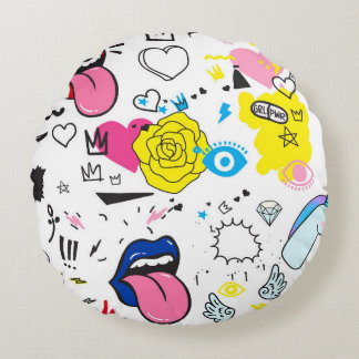 Universelle Trend Hand zeichnend nahtlose Muster. Rundes Kissen