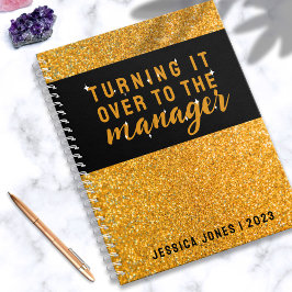 Universeller Manager Stilvolle Gold Glitzer Black Notizbuch