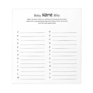 Universelles geschlechtsneutrales Babyshower-Name- Notizblock