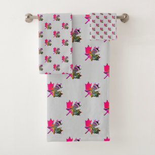 Universelles Leaf Grau Badetuch Set
