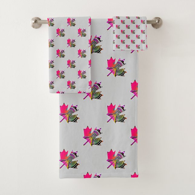 Universelles Leaf Grau Badetuch Set (Insitu)