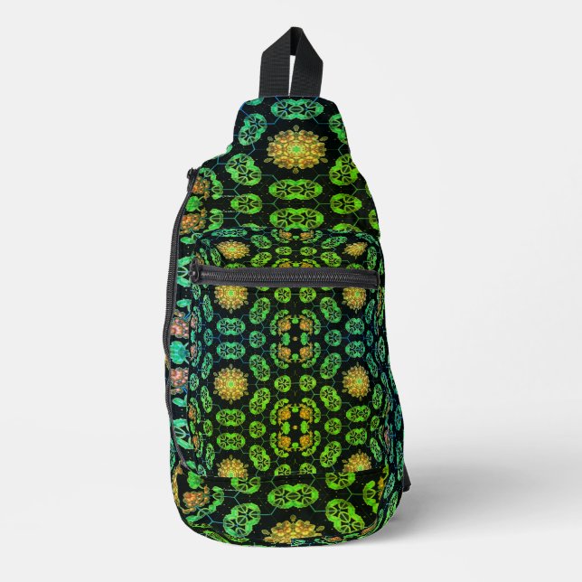 Universelles SYmmetry Wheel Green Crossbody Bag (Vorderseite)