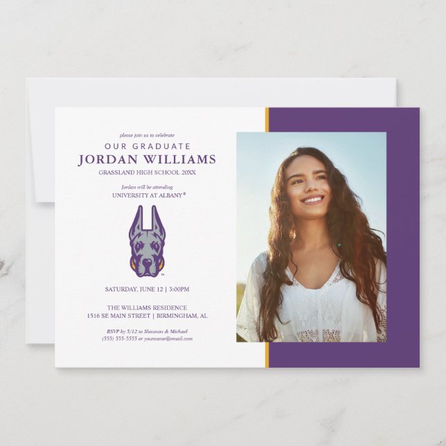 Universität Albany Great Dane Mascot Head Ankündigung (Vorderseite)