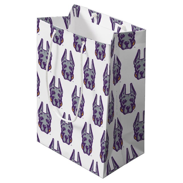 Universität Albany Great Dane Mascot Head Mittlere Geschenktüte (Vorderseite Schrägansicht)