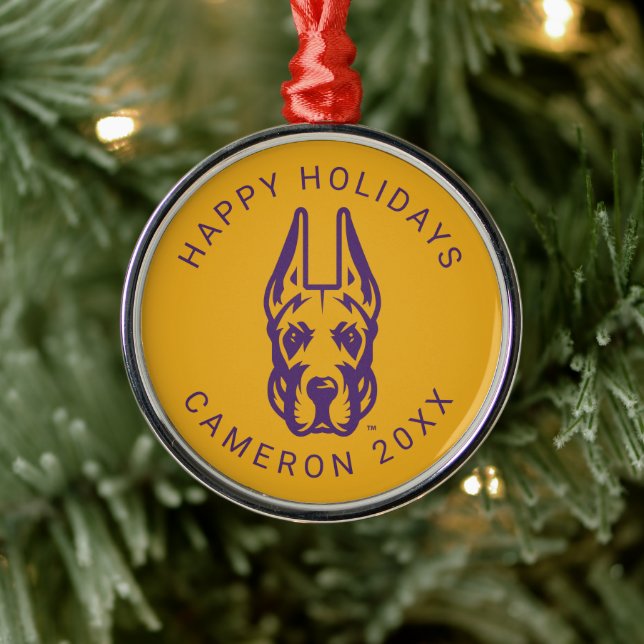 Universität Albany Great Dane Mascot Head Ornament Aus Metall (Baum)
