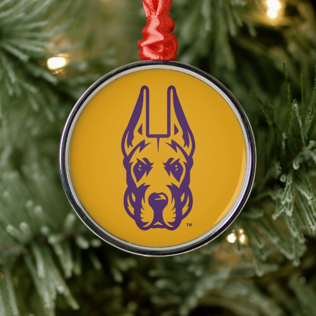 Universität Albany Great Dane Mascot Head Ornament Aus Metall (Baum)