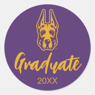 Universität Albany Great Dane Mascot Head Runder Aufkleber