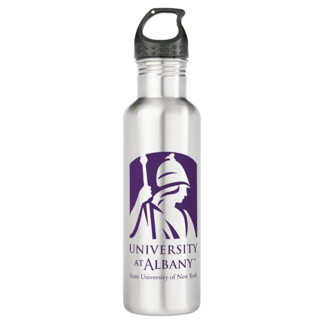Universität Albany - Iconic-Logo Edelstahlflasche (Vorderseite)