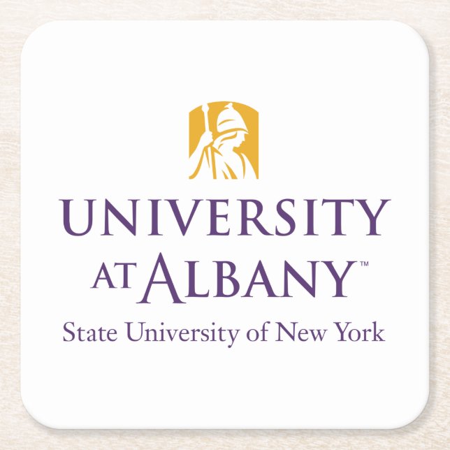 Universität Albany - Iconic-Logo Rechteckiger Pappuntersetzer (Vorderseite)