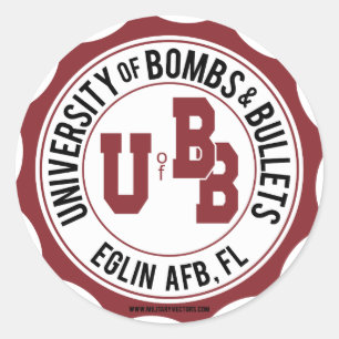 Universität der Bomben und der Kugeln Eglin Runder Aufkleber