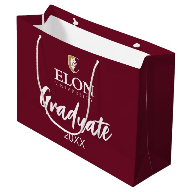 Universität Elon | Abschluss 20XX Große Geschenktüte (Vorderseite Schrägansicht)