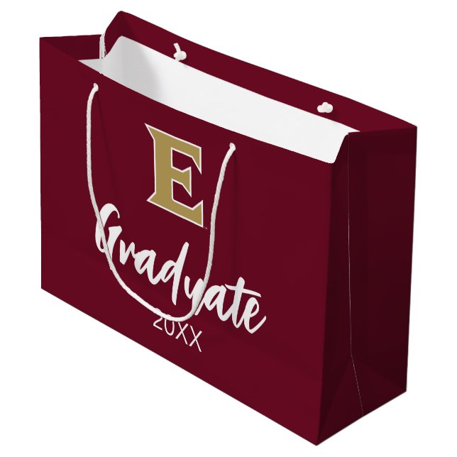 Universität Elon E | Abschluss 20XX Große Geschenktüte (Vorderseite Schrägansicht)