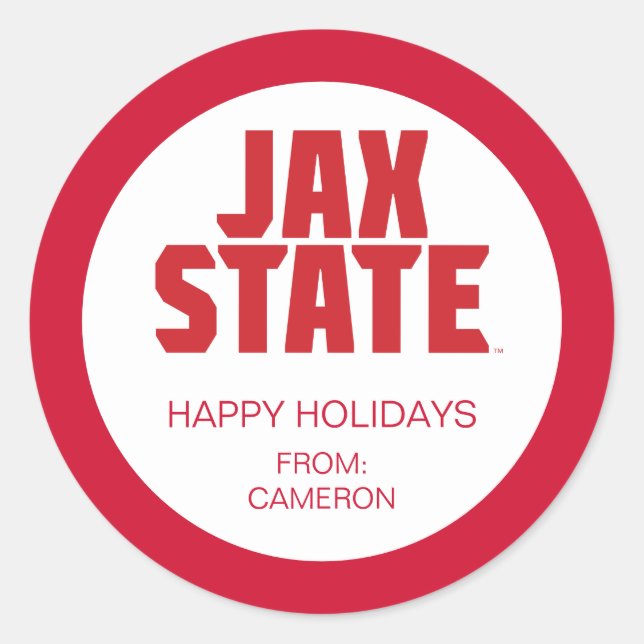 Universität Jacksonville Staat Holiday Runder Aufkleber (Vorderseite)