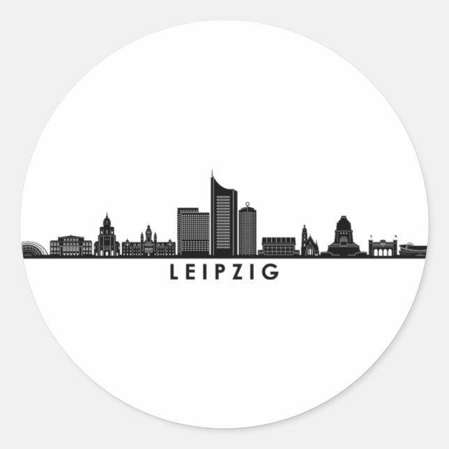 Universität LEIPZIG Deutschland Skyline Silhouette Runder Aufkleber (Vorderseite)