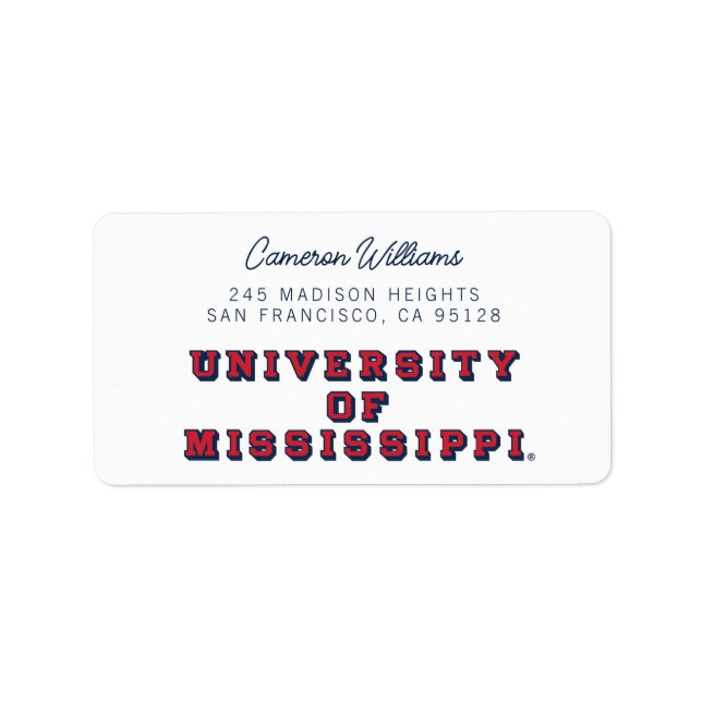 Universität Mississippi | Blocktyp Adressaufkleber (Vorne)