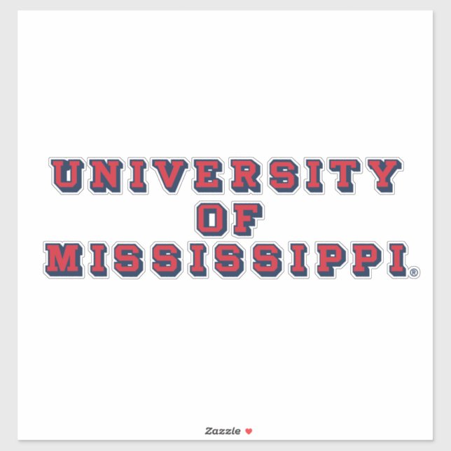 Universität Mississippi | Blocktyp Aufkleber (Blatt)