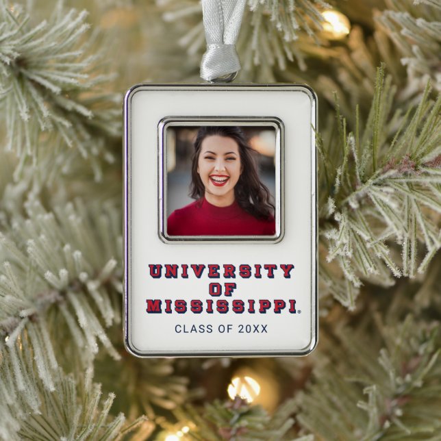 Universität Mississippi | Blocktyp Rahmen-Ornament Silber (Baum)