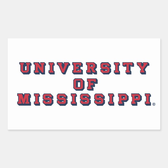 Universität Mississippi | Blocktyp Rechteckiger Aufkleber (Vorderseite)