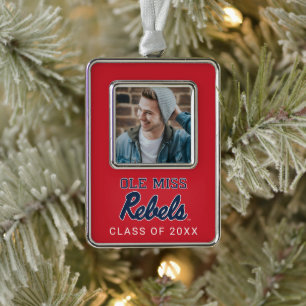 Universität Mississippi Ole Miss Rebels Rahmen-Ornament Silber