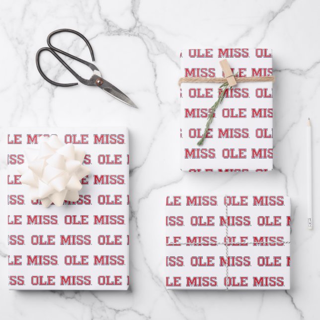 Universität Mississippi | Ole Miss Wordmark Geschenkpapier Set (Vorderseite)
