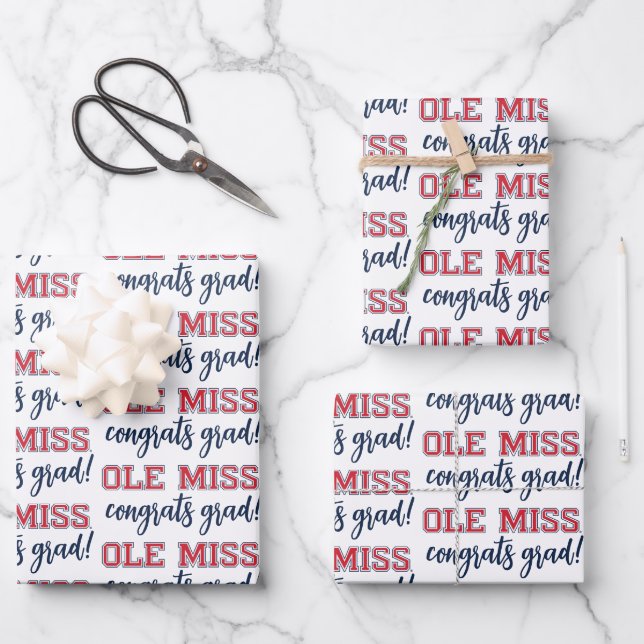 Universität Mississippi | Ole Miss Wordmark Geschenkpapier Set (Vorderseite)