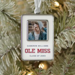 Universität Mississippi Ole Miss Wordmark Rahmen-Ornament Silber