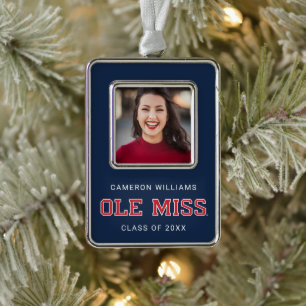 Universität Mississippi Ole Miss Wordmark Rahmen-Ornament Silber