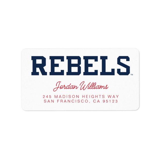 Universität Mississippi | Rebels Wordmark Adressaufkleber (Vorne)