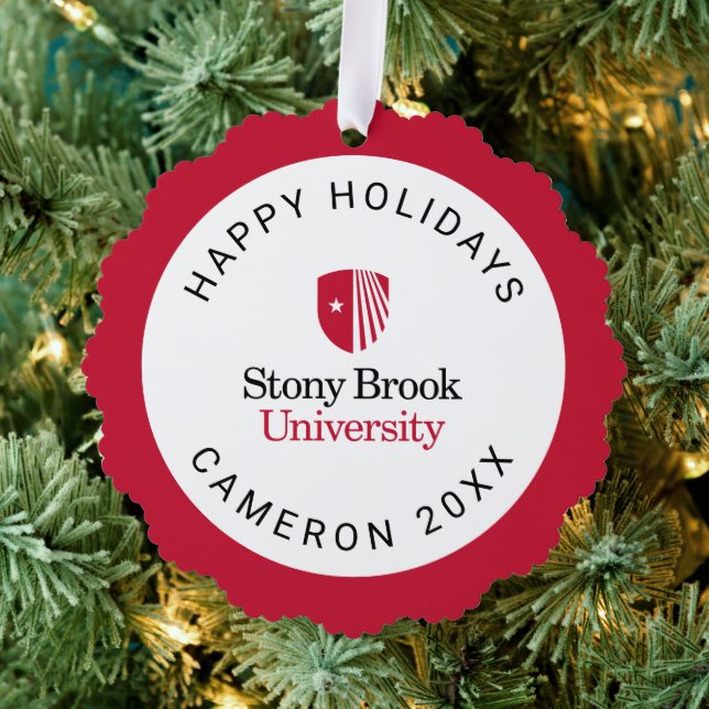 Universität Stony Brook | Wortmarke Ornament Karte (Insitu (Baum))
