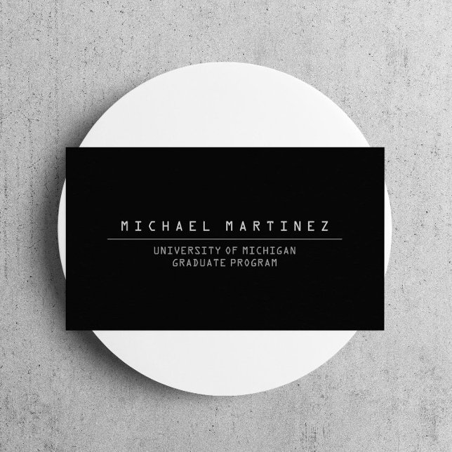 UNIVERSITÉ/COLLÈGE ÉTUDIANT Carte de visite NOIR (Créateur téléchargé)