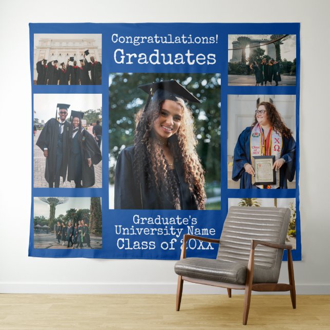 University Blue gratuliert Graduierten Foto Wandteppich (Beispiel (Horizontal))