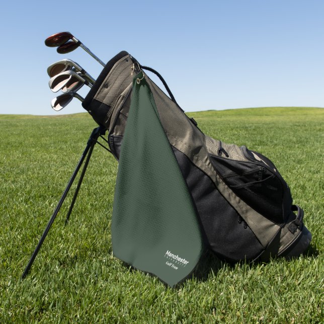 University Golf Team Dark Green und White Golfhandtuch (Gras)