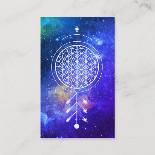 *~* Universum-Blume von Leben-Yoga Reiki Visitenkarte (Vorderseite)