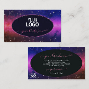 Universum Farbige Galaxie Glitter Sterne mit Logo Visitenkarte