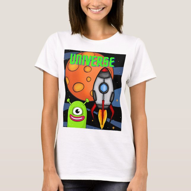 UNIVERSUM UND PLANET T-Shirt (Vorderseite)