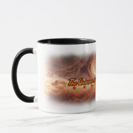 Universum und Poesie auf einer weißen Keramik Tasse