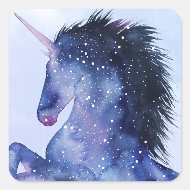 Universum Unicorn - Kosmisch Quadratischer Aufkleber (Vorderseite)