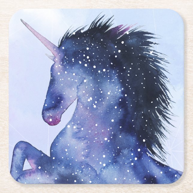 Universum Unicorn - Kosmisch Rechteckiger Pappuntersetzer (Vorderseite)