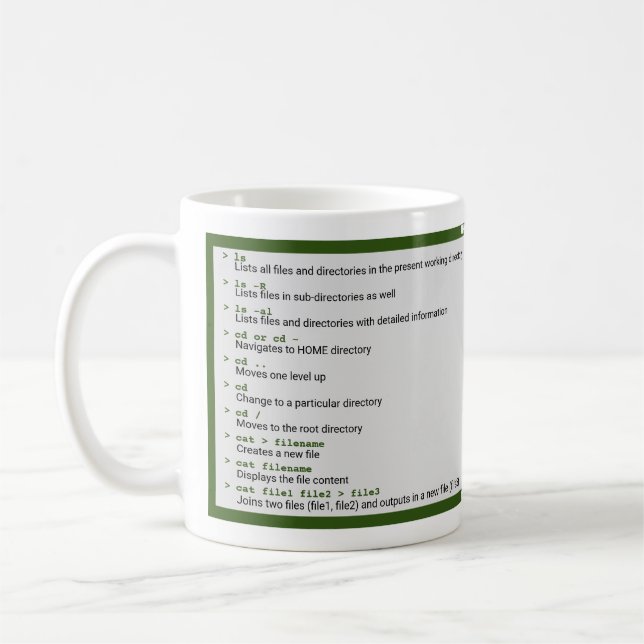 Unix Basic-Befehle Kaffeetasse (Links)