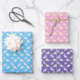 Unix- und Sun-Wolkenmuster - mehrfarbig Geschenkpapier Set