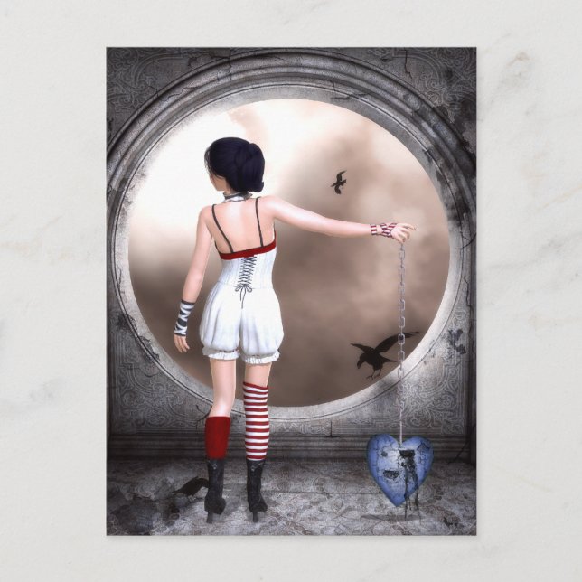 Unkette My Broken Heart Gothic Art Postcard Postkarte (Vorderseite)