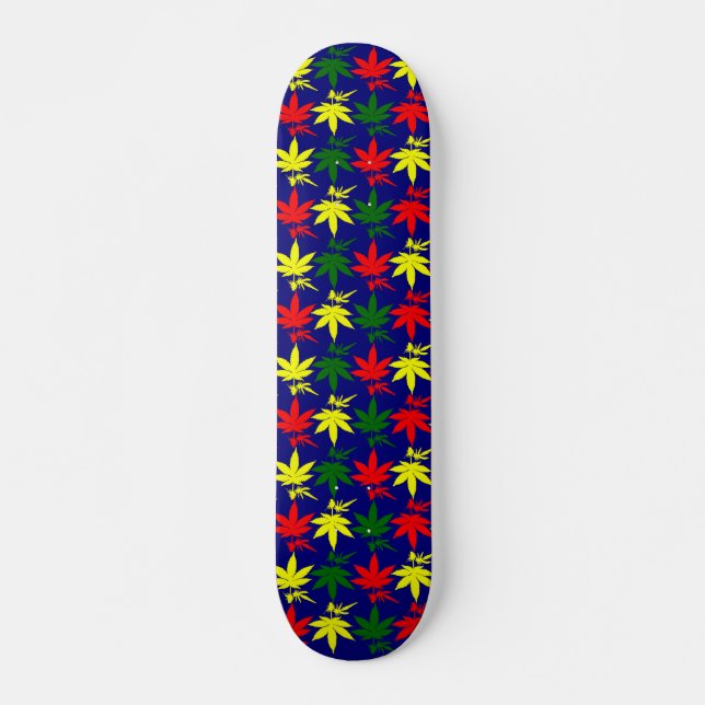 Unkraut-Blätter fallen blau entworfen ab Skateboard (Vorne)
