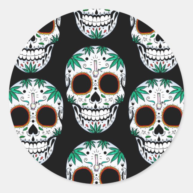 Unkraut sugarskull runder aufkleber (Vorderseite)