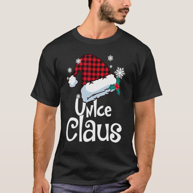 Unlce Claus Weihnachtsmannmütze Buffalo Kariert T-Shirt (Vorderseite)
