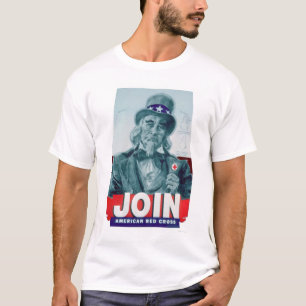 Unlce Sam trägt einen Kreuz-Knopf (US00291) T-Shirt