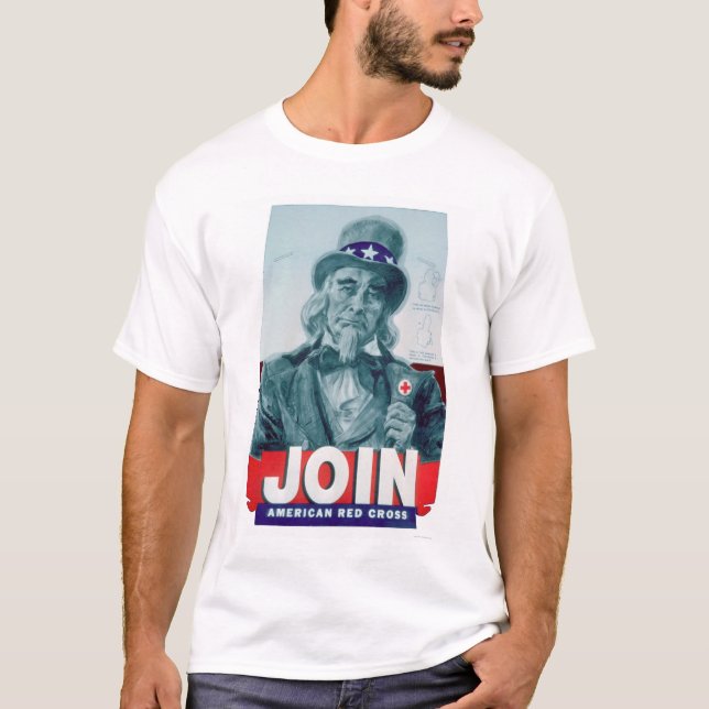 Unlce Sam trägt einen Kreuz-Knopf (US00291) T-Shirt (Vorderseite)