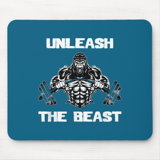 Unleahe Gorilla Bodybuilding Motivational Gift  Mousepad (Vorne)
