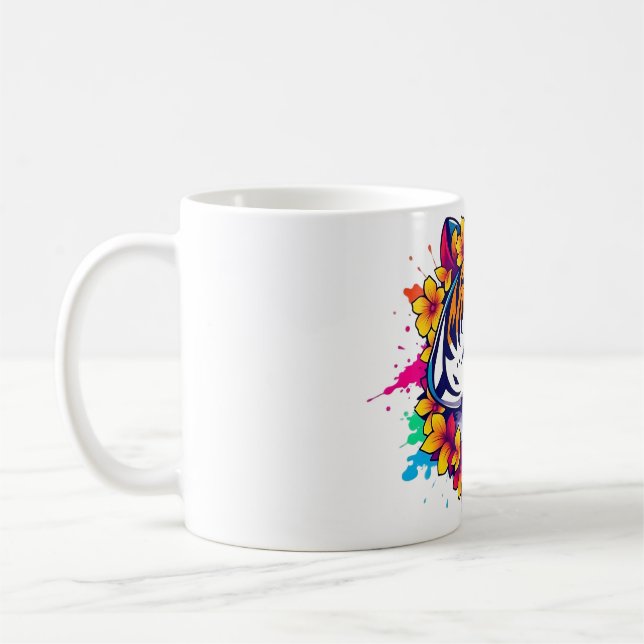 Unleash Inner Stärke: Tiger Hai Blumenstrauß T-Shi Kaffeetasse (Links)
